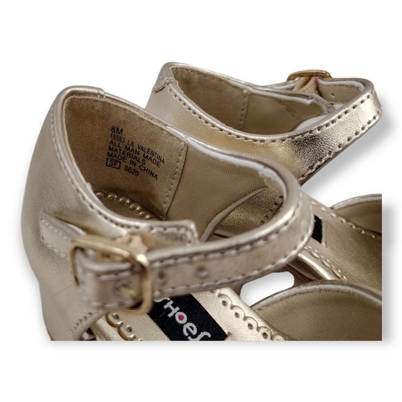 Rachel Lil Beth Gold Mary-Jane Heel Platform Sandal Strappy Girls 8 Shoes - Picture 8 of 8